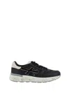 Premiata Adjustable Sneakers With Suede And Multicolored Panels In Blue