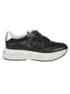 Premiata Mesh Panel Sneakers Metallic Accent In Black