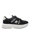 Premiata Low Top Leather Sneakers With Contrast Sole In Black