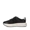 Premiata Textured Leather And Mesh Sneakers With Sole In Black