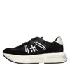 Premiata Low Top Leather Sneakers With Contrast Sole In Black