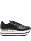 Premiata Beth Sneakers In Fabric And Black Leather In Black