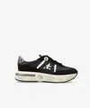 Premiata Leather And Suede Sneakers With Animalier Details In Black