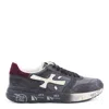 Premiata Casual Low Top Sneakers With Suede Accents In Gray