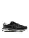 Premiata Low-top Sneakers With Zebra Print And Premium Leather Accents In Black