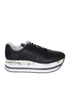 Premiata Low Top Sneakers With Contrast Platform Sole In Black