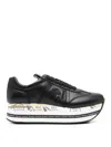 Premiata Low Top Sneakers With Contrast Platform Sole In Black