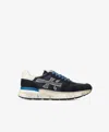 Premiata Layered White And Grey Sneakers With Sculpted Sole In Blue