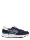 Premiata Layered White And Grey Sneakers With Sculpted Sole In Blue