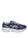 Premiata Blue Suede And Technical Fabric Sneakers With Embossed Logo In Blue