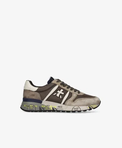 Premiata Lander Cross-detail Suede Sneakers In Brown