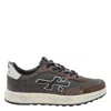Premiata Layered Brown Sneakers With Textured Accents And Cream Sole In Brown