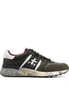 Premiata Lander Sneakers In Green Suede And Fabric In Green