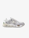 Premiata Low Top Sneakers In Fabric And Leather In Grigio/argento