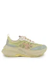 Premiata Pastel Leather And Mesh Sneakers In Verde/rosa