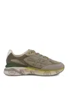 Premiata Sneakers In Fabric And Leather In Green