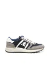 Premiata Lander Sneakers In Blue Suede And Fabric In Multi