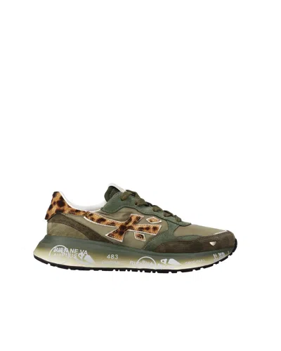 PREMIATA LAURYN MILITARY GREEN/LEOPARD SNEAKERS