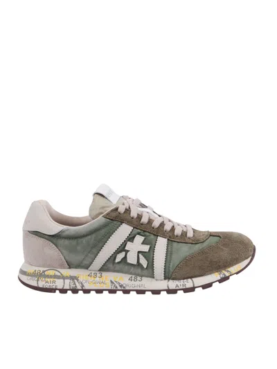 Premiata Lucy Military Green Suede Sneakers In Multi