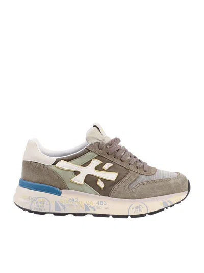 Premiata Modern Green And Grey Sneakers In Multi