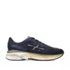 Premiata Navy Blue Suede Sneakers With Gradient Midsole And Logo Detail In Blue