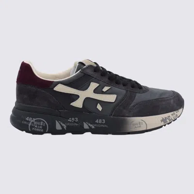 Premiata Mick Model Round Toe Sneakers With Suede Accents In Black