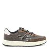 Premiata Layered Brown Sneakers With Textured Accents And Cream Sole In Multi