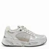 Premiata Metallic Low Top Sneakers With Textured Sole In Multi