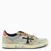 Premiata Suede Sneakers With Perforated Design And Contrast Tab In Multi