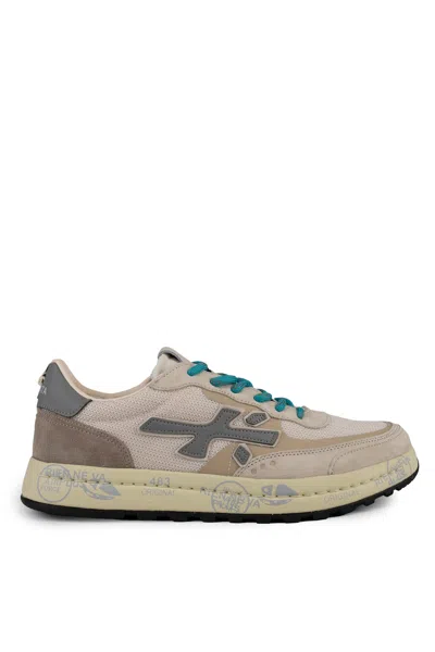 Premiata Sneakers In Fabric And Suede In White