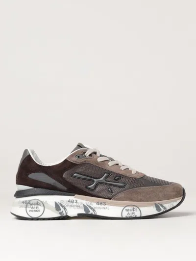 Premiata Moerun Sneakers In Brown Suede And Technical Fabric