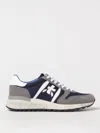 Premiata Lander Sneakers In Blue Suede And Fabric In Blue