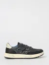 Premiata Layered White Sneakers With Textured Leather And Tpu Overlays In Blue