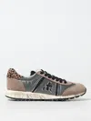 Premiata Multicolour Sneakers With Leopard Print Accent And Textured Outsole In Beige