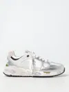 Premiata Mased Beige Leather And Nylon Sneakers