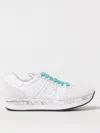 Premiata Conny Sneakers In White Suede And Fabric In White