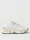 Premiata Leather Sneakers With Textured Accents In White