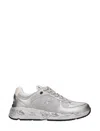 Premiata Silver Leather Sneakers With Textured Finish In Silver