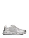 Premiata Silver Leather Sneakers With Textured Finish In Silver