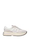 Premiata Luxe Mesh And Suede White Sneakers In White