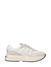 Premiata Luxe Mesh And Suede White Sneakers In White