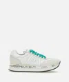 Premiata Conny Sneakers In White Suede And Fabric In White