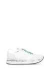Premiata Conny Sneakers In White Suede And Fabric In White