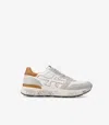 Premiata White Sneaker With Orange Suede Accents In White