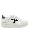 Premiata Low Top Sneakers With Animal Print Accent In White