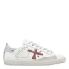 Premiata Glitter Leather Sneakers Stud Embellishments In White
