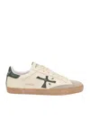 Premiata Steven Round Toe Sneakers With Contrast Sole In White