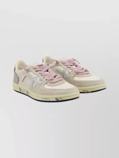 Premiata Sparkling Low Top Sneakers With Contrast Sole In White
