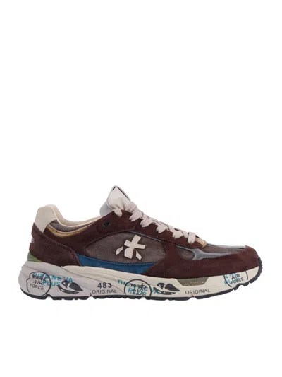 Premiata Sporty Deep Navy Sneakers In Brown