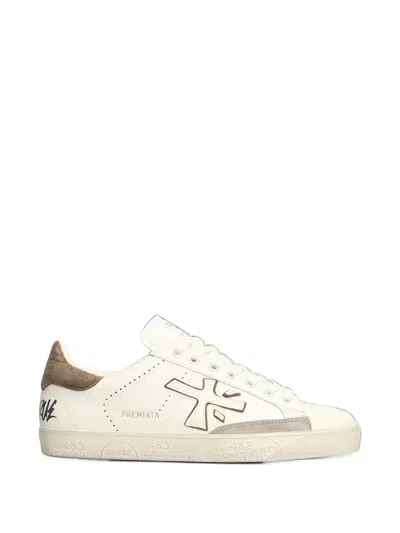 Premiata Steven Logo-patch Sneakers In Neutral